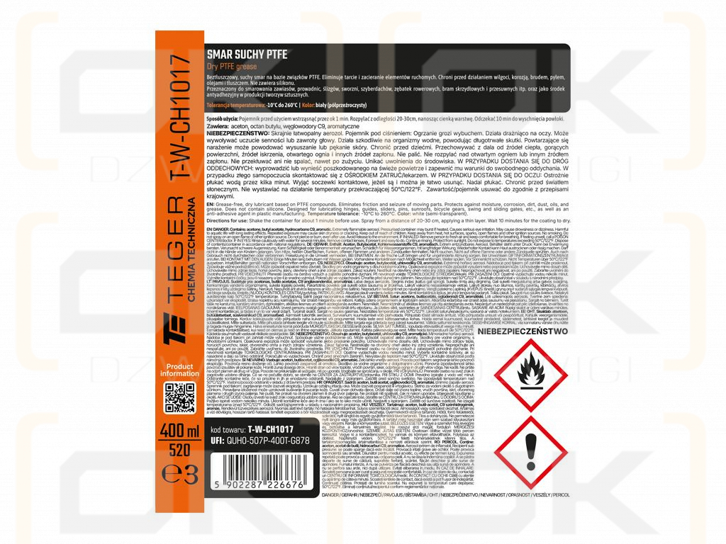 Smar suchy PTFE 400 ml / TEGER