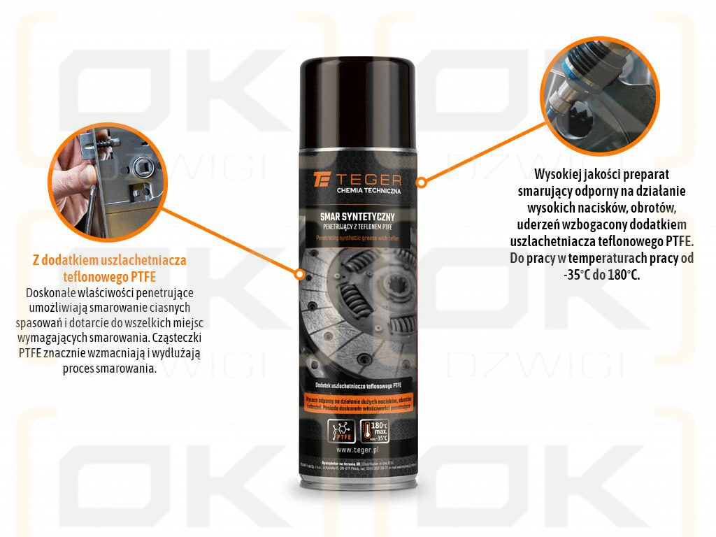 Smar syntetyczny penetrujący z teflonem PTFE 500ml / TEGER
