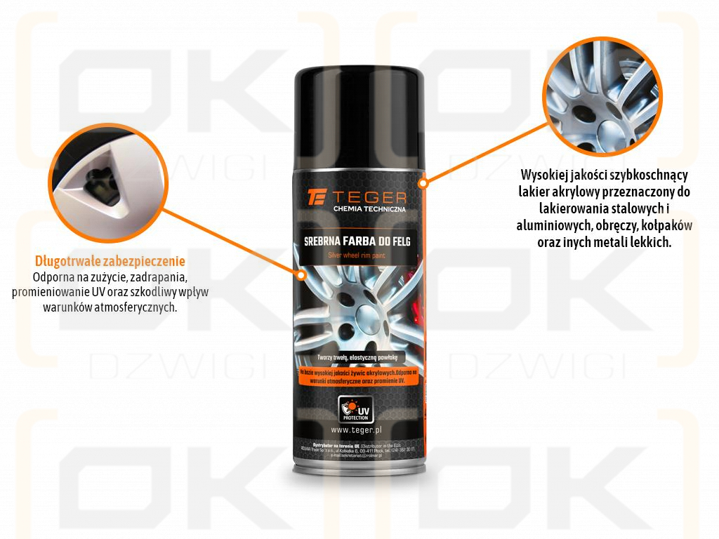 Srebrna farba do felg  400 ml / TEGER