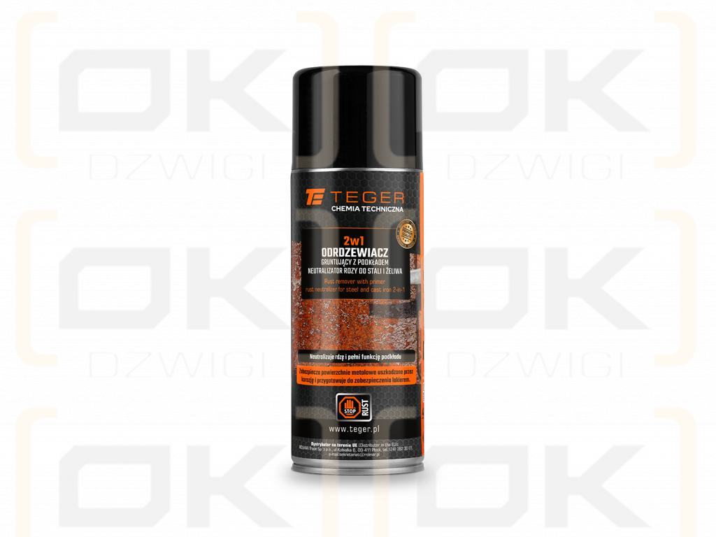 Odrdzewiacz gruntujący z podkładem - neutralizator rdzy do stali i żeliwa 2w1, 400ml, Teger