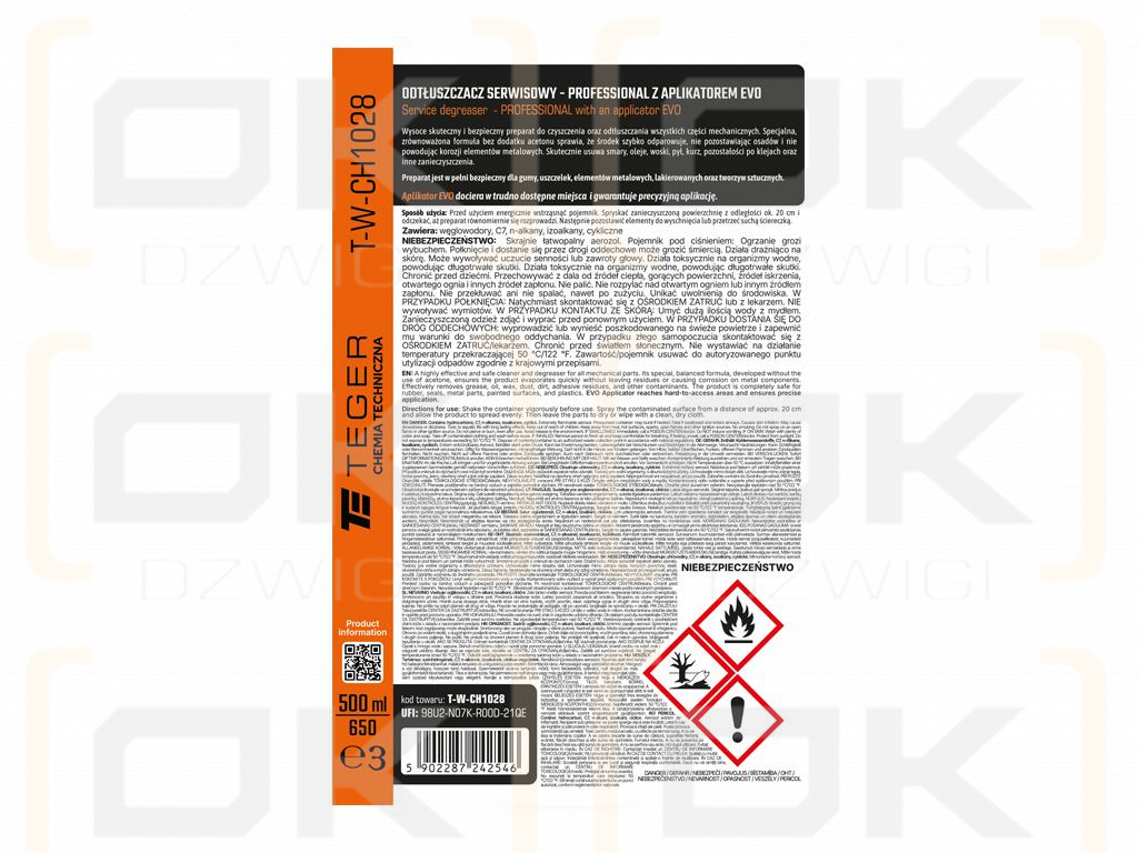 Odtłuszczacz serwisowy PROFESSIONAL z aplikatorem EVO, 500ml, Teger