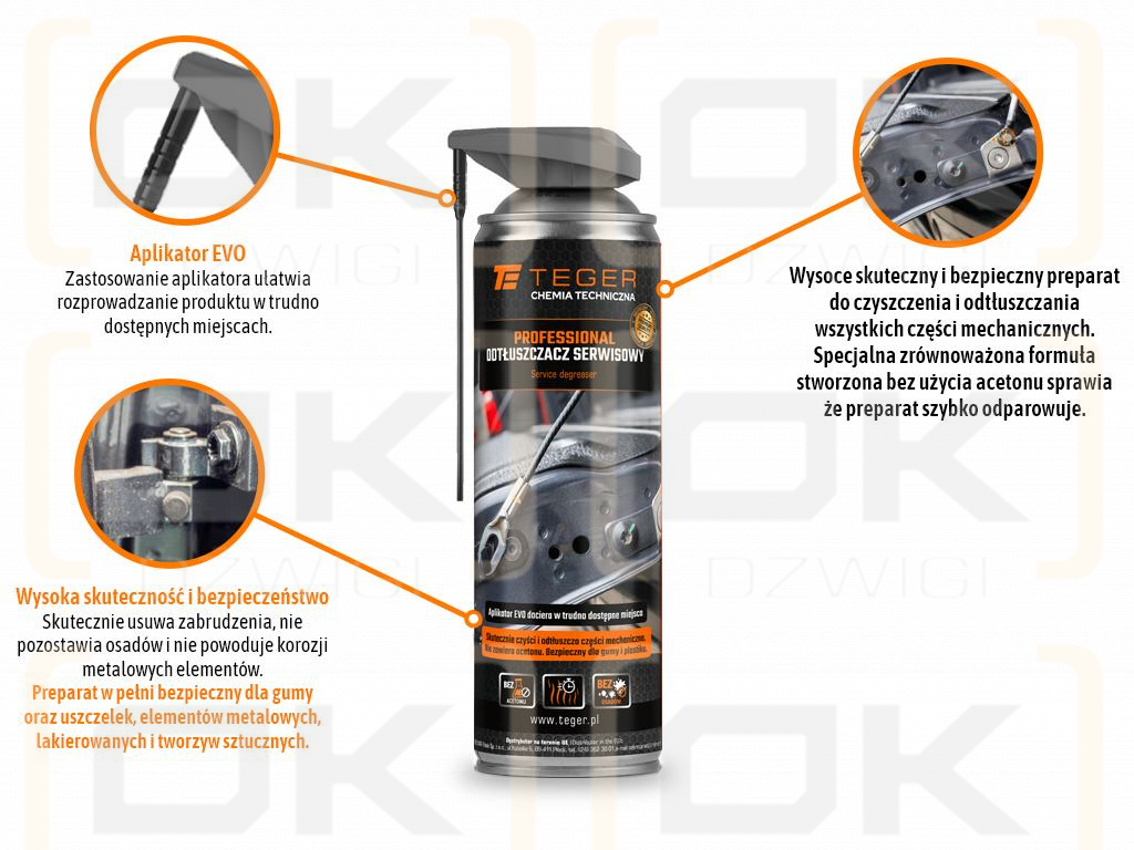 Odtłuszczacz serwisowy PROFESSIONAL z aplikatorem EVO, 500ml, Teger