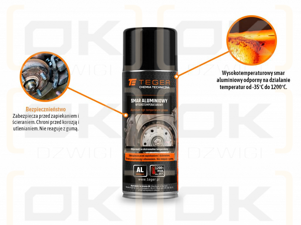 Smar aluminiowy wysokotemperaturowy -35°C do + 1200 °C, 400ml, Teger