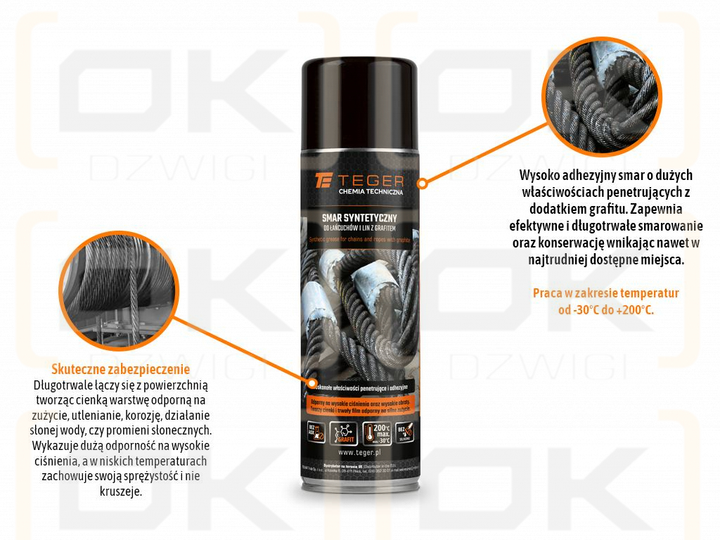 Smar syntetyczny do łańcuchów i lin z grafitem, 500ml, Teger