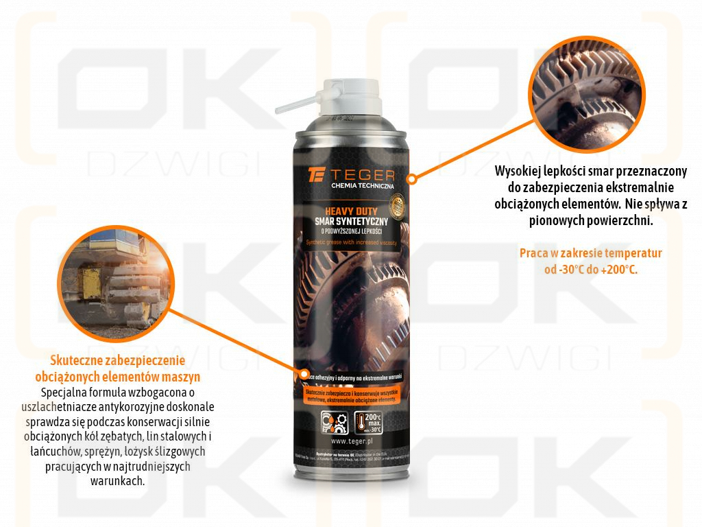 Smar syntetyczny o podwyższonej lepkości - HEAVY DUTY -30 °C do 200 °C, 500ml, Teger