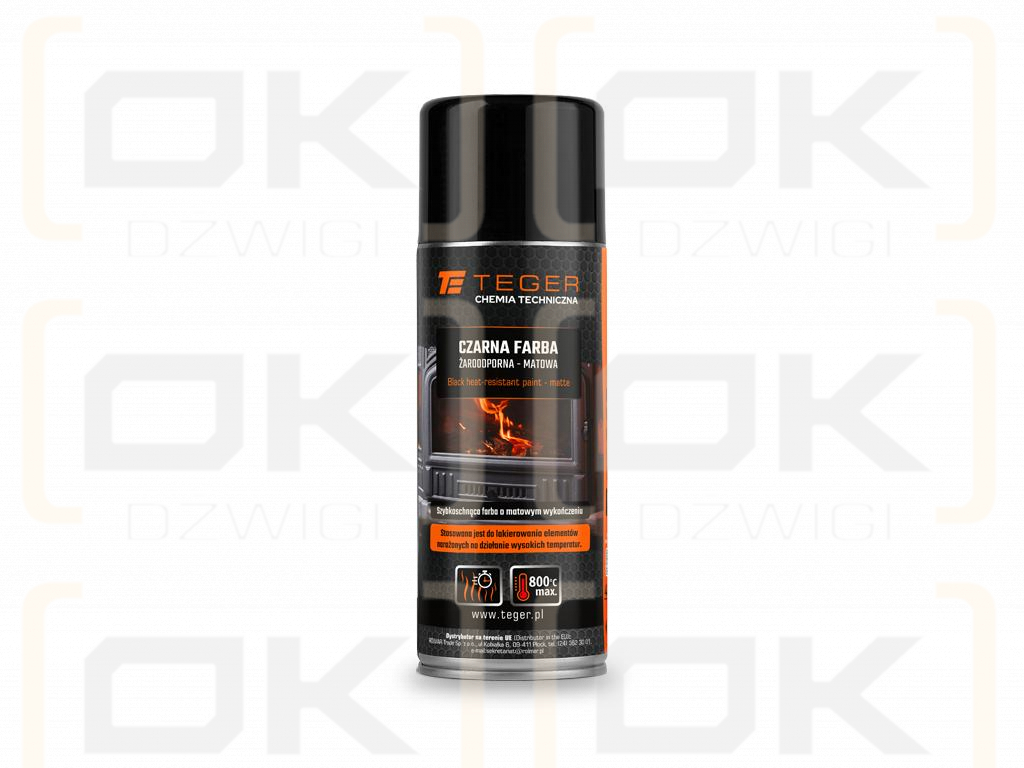 Czarna farba żaroodporna - matowa, 400ml, Teger