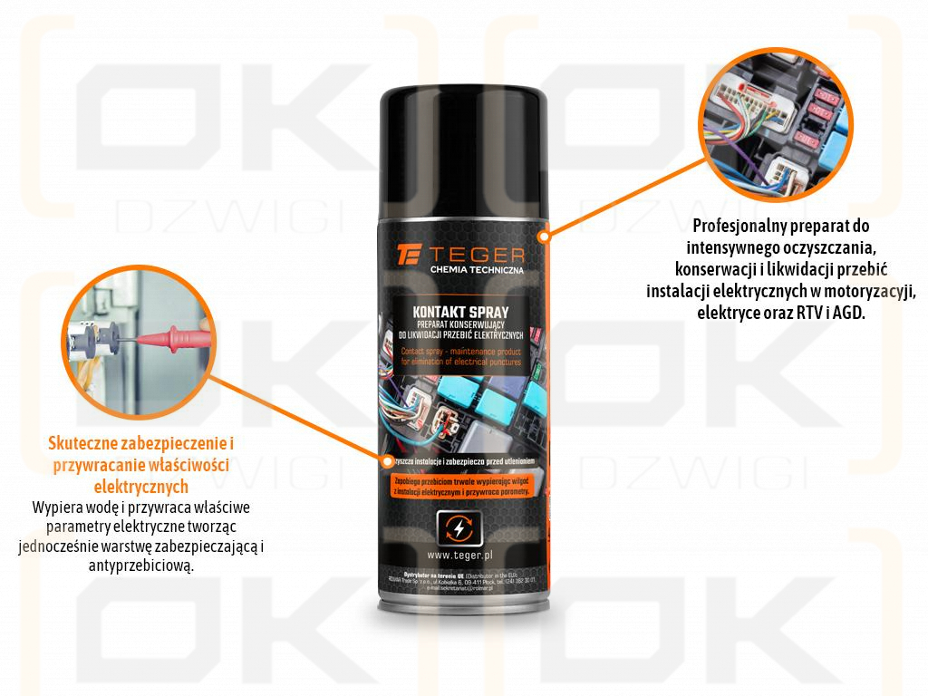 Kontakt spray - preparat konserwujący do likwidacji przebić elektrycznych, 400ml, Teger