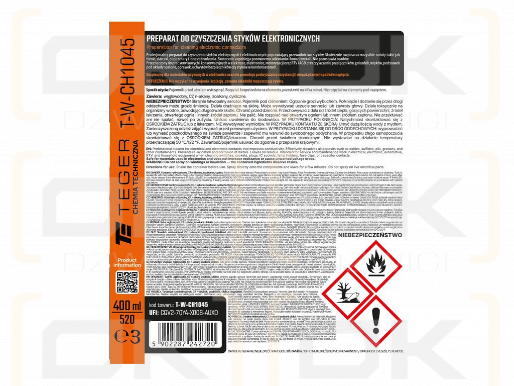 Preparat do czyszczenia styków elektronicznych, 400ml, Teger