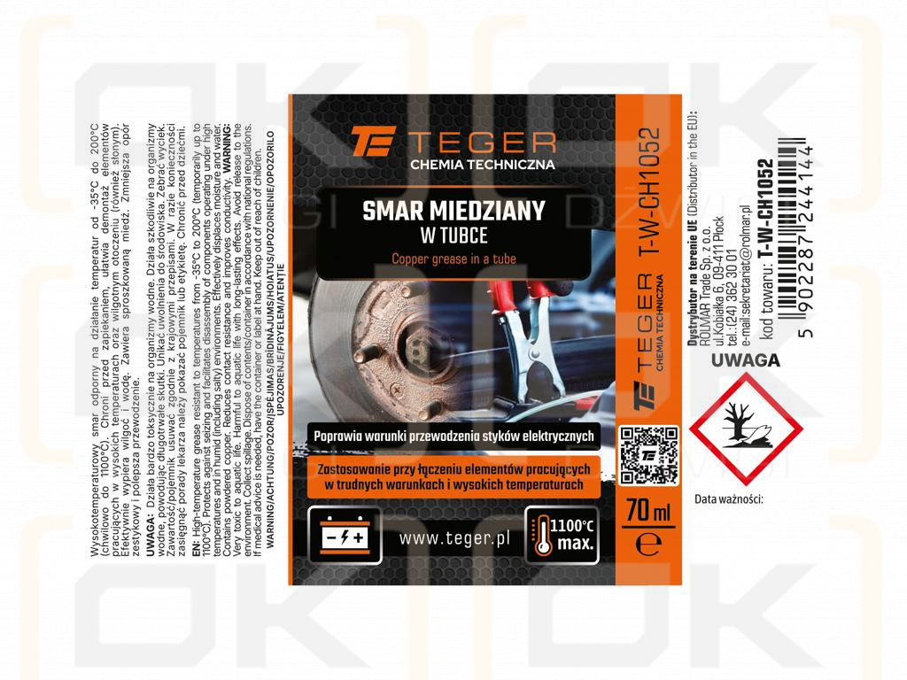Smar miedziany w tubce, 70 ml, Teger (Pakowane po 12 szt)