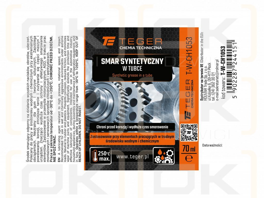 Smar syntetyczny w tubce, 70 ml, Teger (Pakowane po 12 szt)