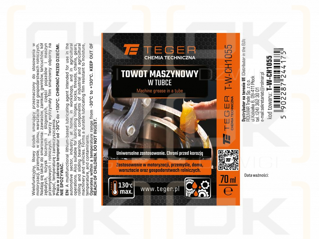 Towot maszynowy w tubce, 70 ml, Teger (Pakowane po 12 szt)