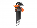 Allen key set, HEX 1.5-10 mm - LONG 9 pcs, Teger