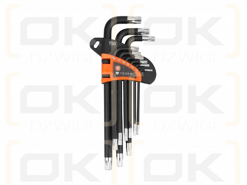 Allen key set, TORX T10-T50 - LONG 9 pcs, Teger