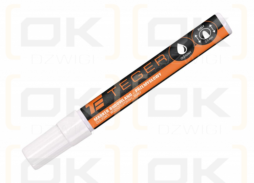 Marker budowlano - przemysłowy - biały (końcówka okrągła 2.5 mm. tusz biały olejowy. wodoodporny ) / TEGER (sprzedawane po 20 szt.)