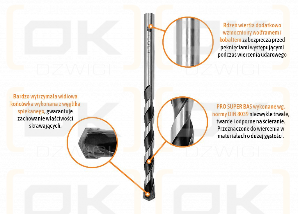 Wiertło do betonu widiowe - PRO SUPER BAS 12x200 mm / TEGER