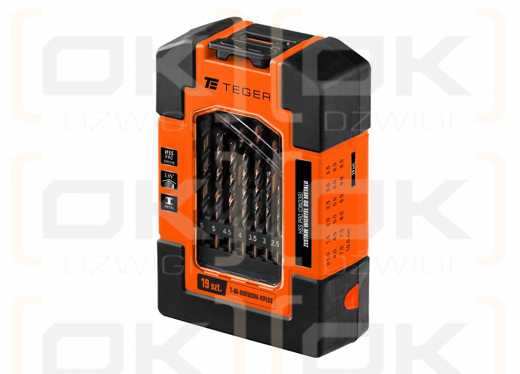 Zestaw wierteł do metalu - HSS PRO (DIN 338) (19 SZT.) / TEGER