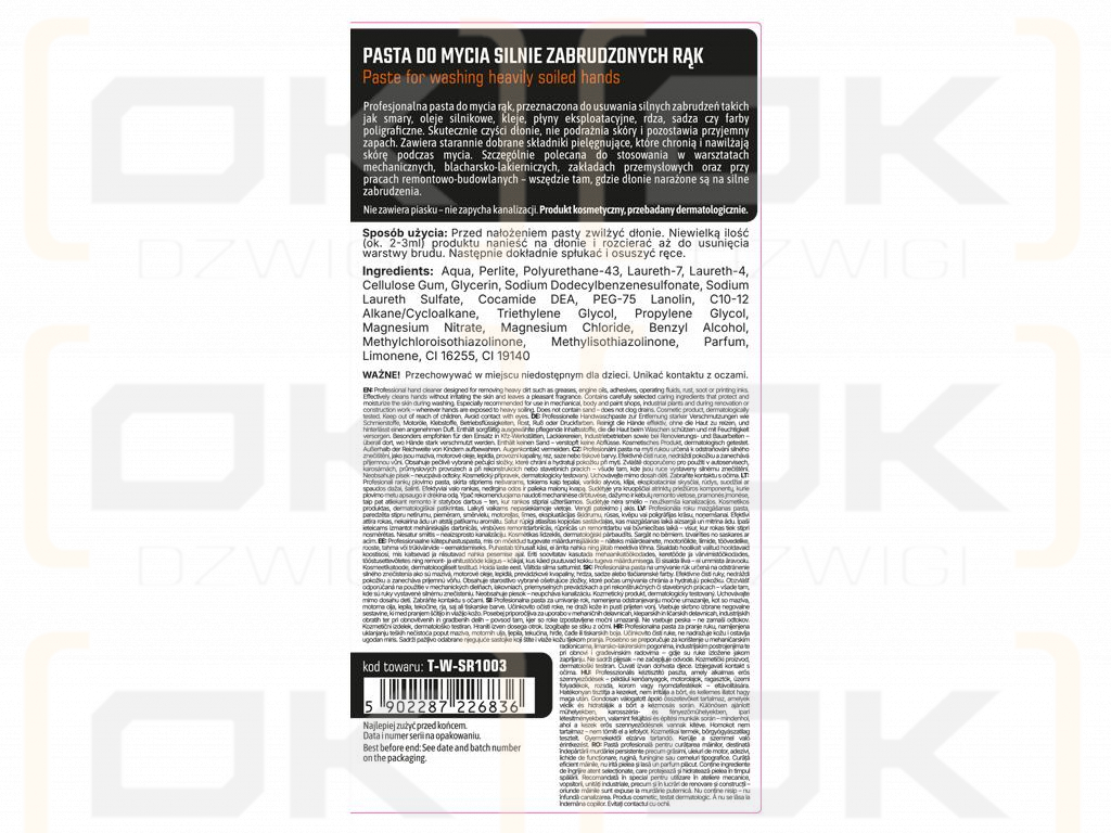 Pasta do mycia silnie zabrudzonych rąk 10l / TEGER