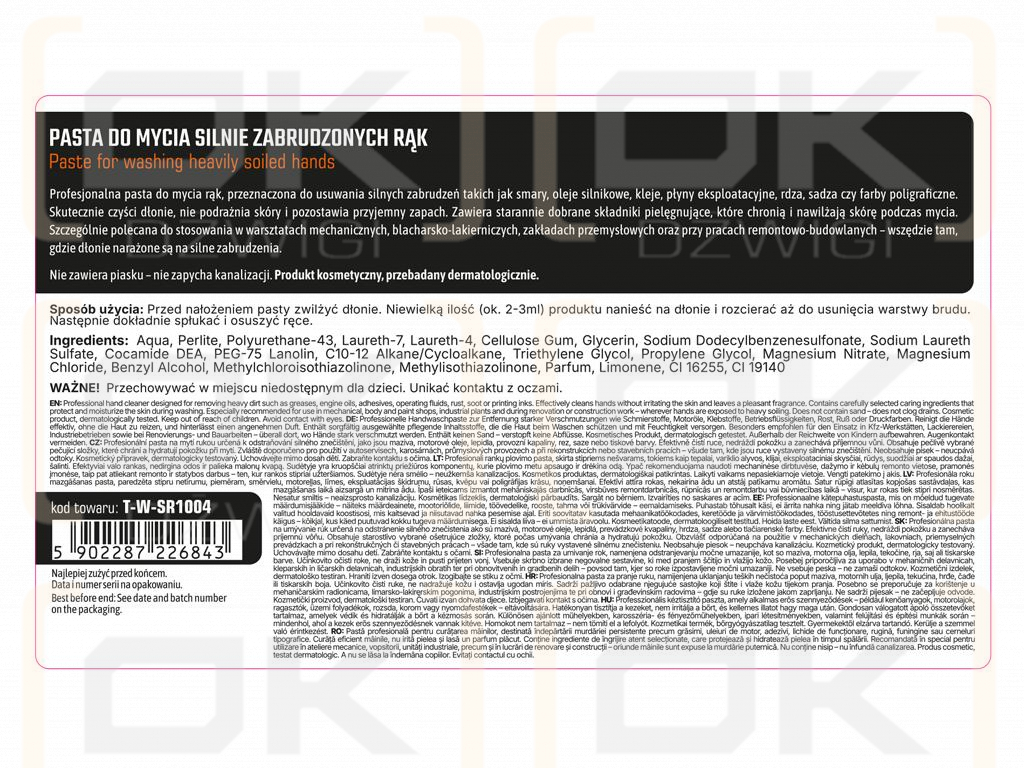 Pasta do mycia silnie zabrudzonych rąk 1l / TEGER
