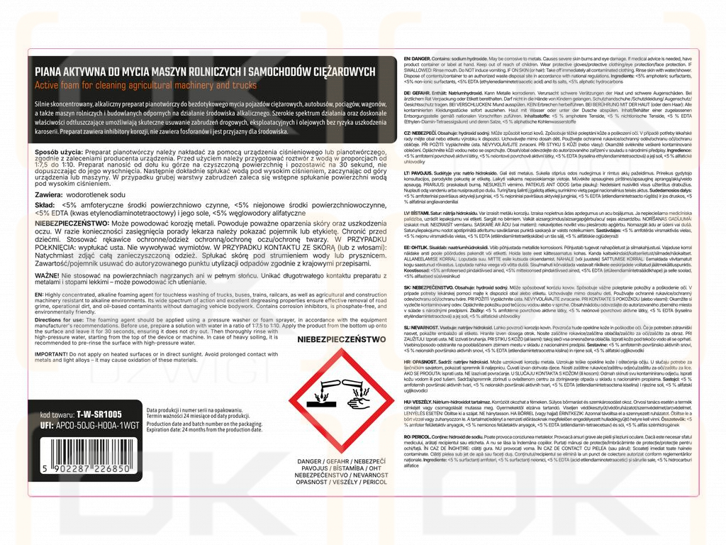 Piana aktywna do mycia maszyn rolniczych i samochodów ciężarowych 5 KG / TEGER