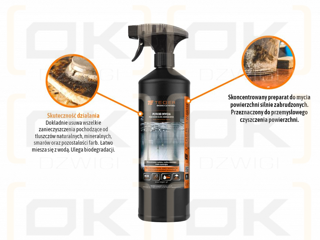 Płyn do mycia powierzchni silnie zabrudzonych 1l - atomizer / TEGER