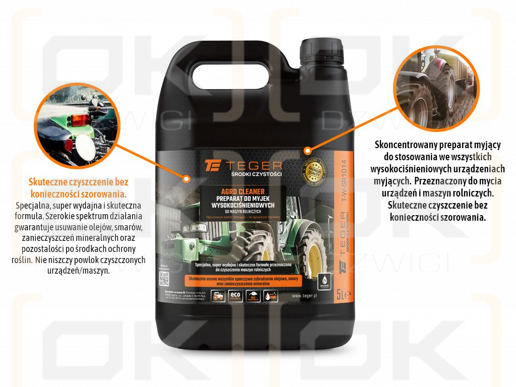 Agro Cleaner Preparat do myjek wysokociśnieniowych - do maszyn rolniczych 5l / TEGER