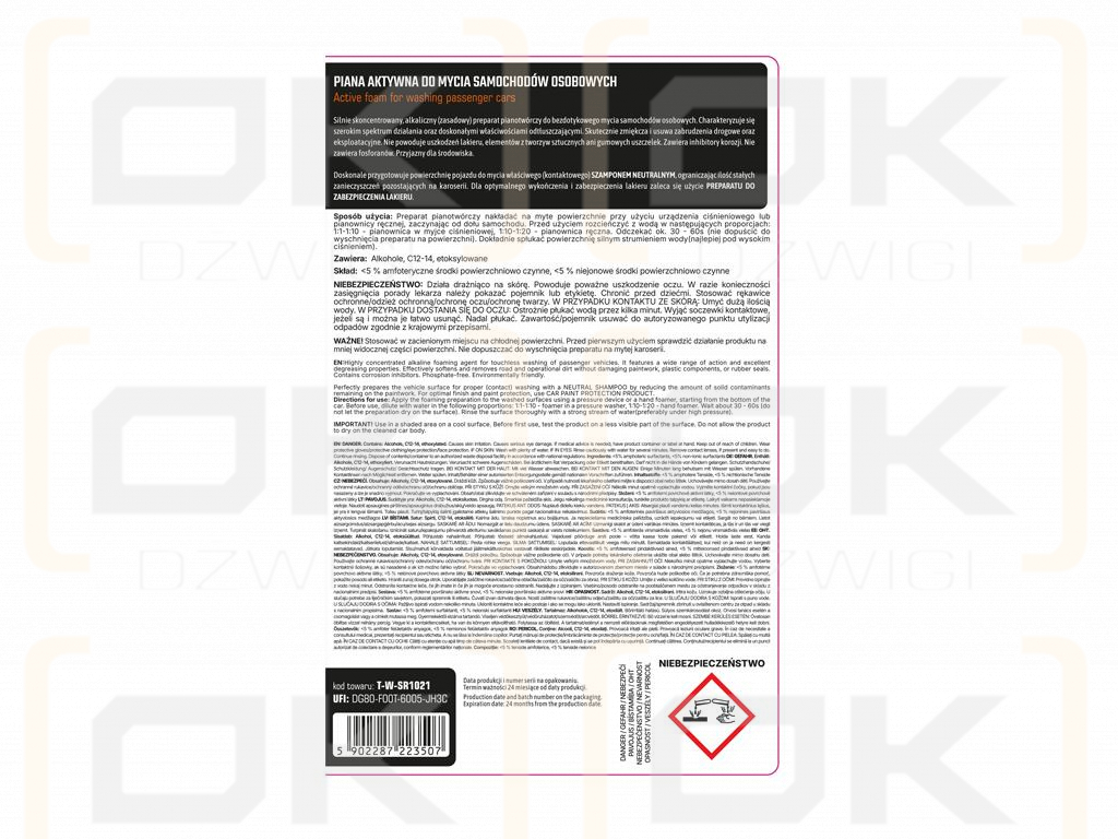 Piana aktywna do mycia samochodów osobowych 1 l / TEGER