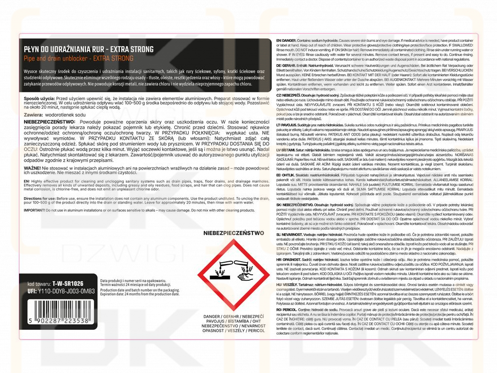 Płyn do udrażniania rur EXTRA STRONG 5 kg / TEGER