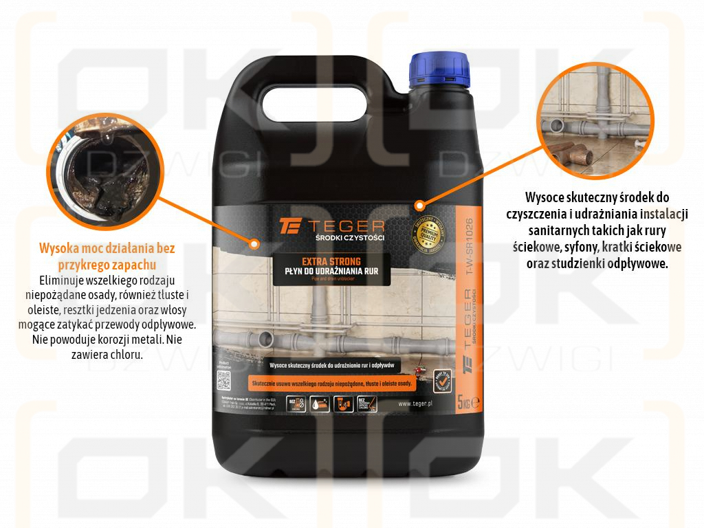 Płyn do udrażniania rur EXTRA STRONG 5 kg / TEGER