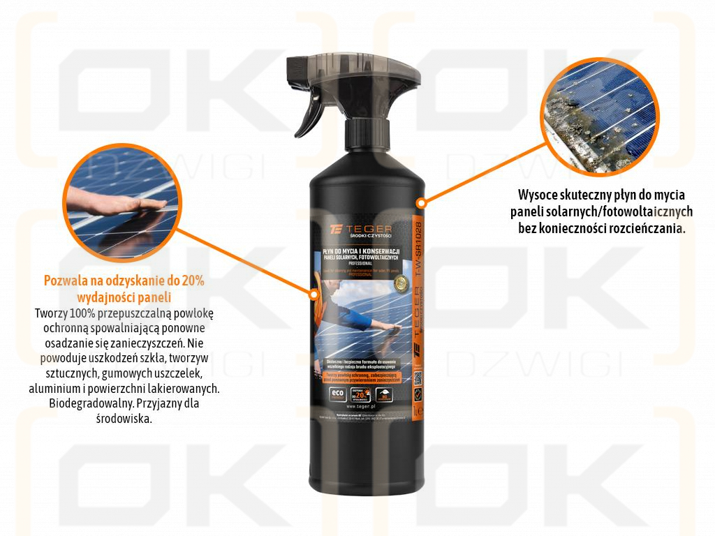 Płyn do mycia i konserwacji paneli solarnych i fotowoltaicznych PROFESSIONAL 1l - atomizer / TEGER