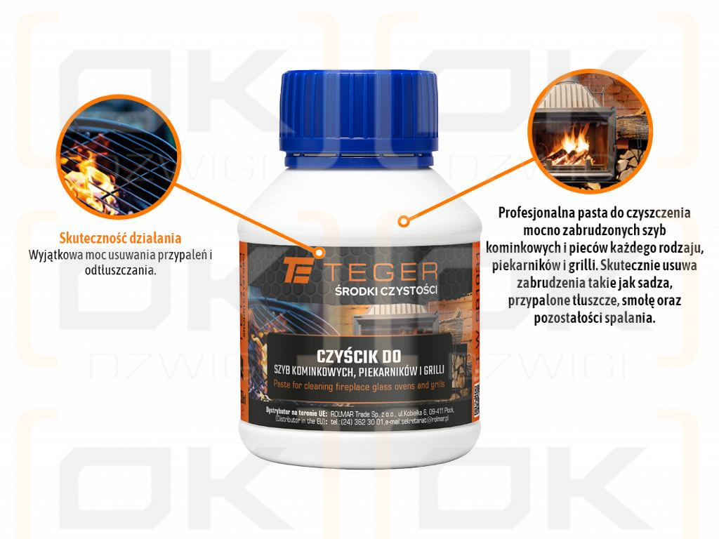 Czyścik do szyb kominkowych, piekarników i grili, 250 ml., Teger