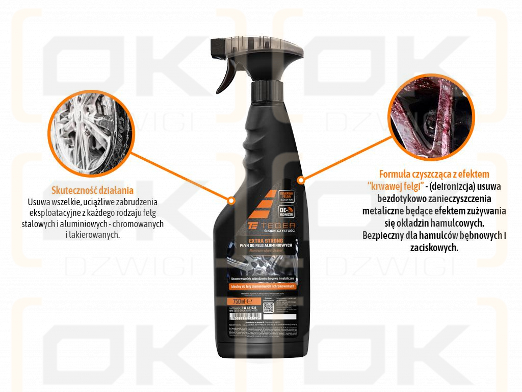 EXTRA STARK Alufelgenreiniger (blutige Felge), 750ml - Zerstäuber, Teger