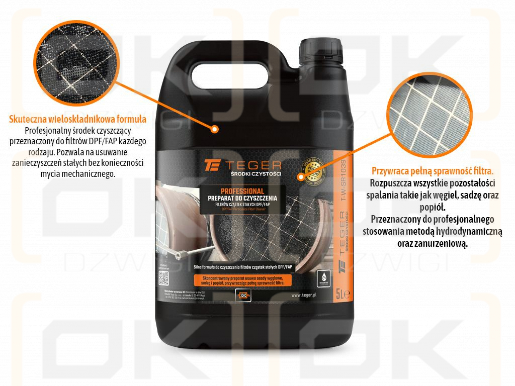 DPF/FAP particulate filter cleaner - PROFESSIONAL, 5l, Teger