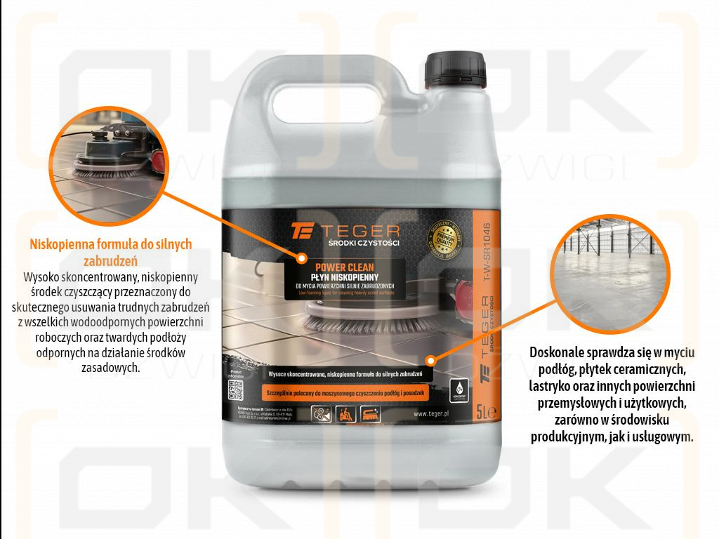 Low-foaming liquid for cleaning heavily soiled surfaces POWER CLEANING, 5l, Teger