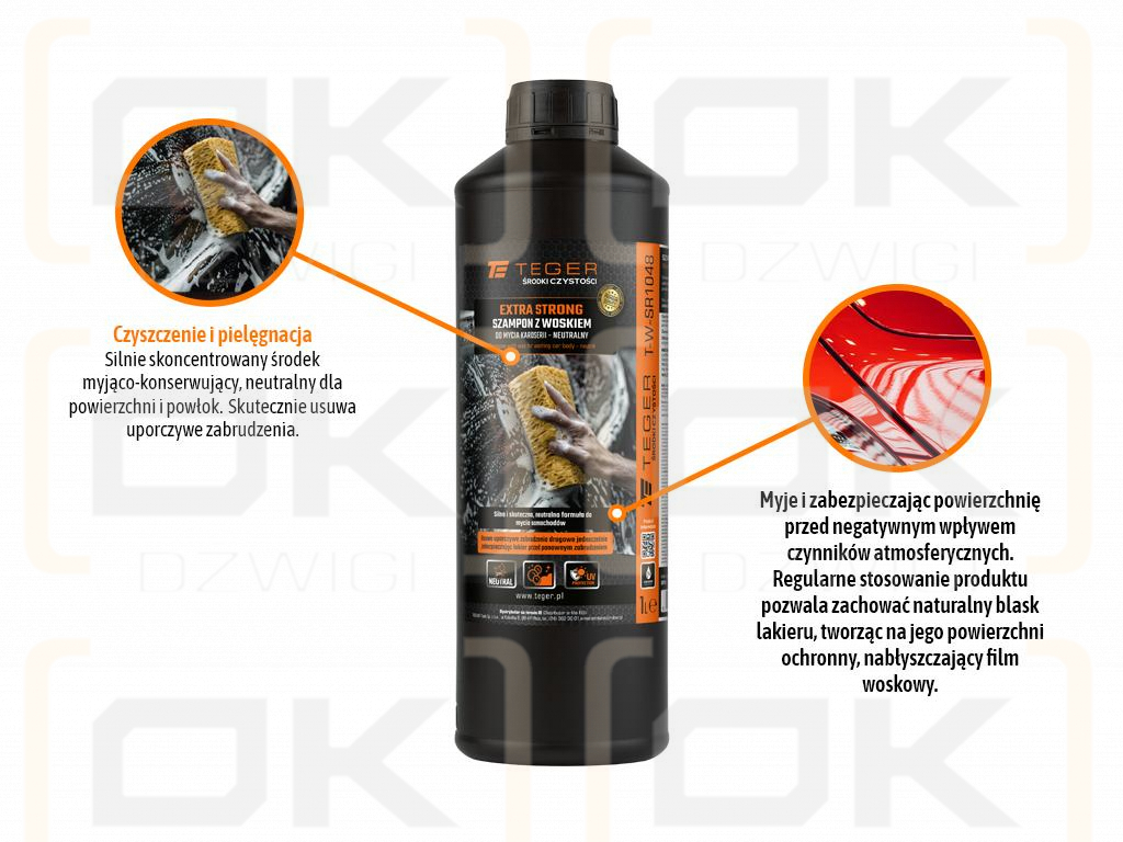 Champú con cera para lavado de carrocería - neutro - EXTRA FUERTE, 1l - concentrado, TEGER