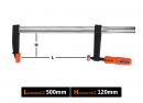 Ścisk stolarski śrubowy, TYP F  120x500 mm, Teger