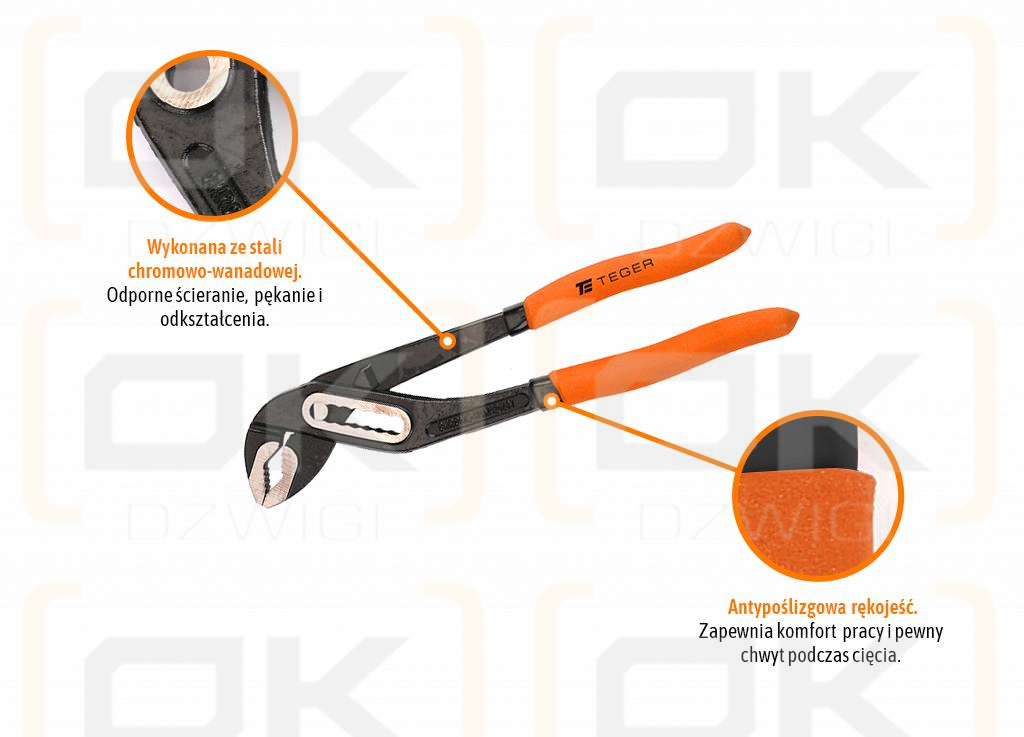 Szczypce nastawne do rur 180 mm / TEGER