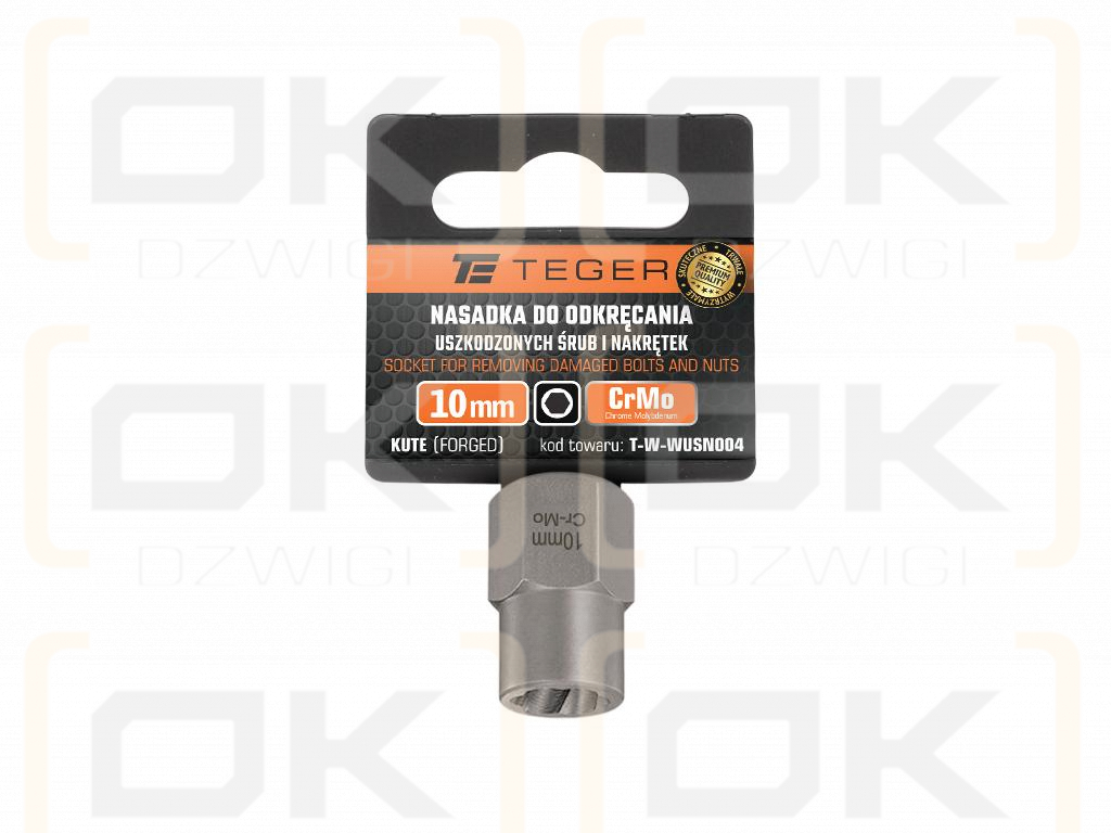 Nasadka do odkręcania uszkodzonych śrub i nakrętek, (10mm) - kute/ stal Cr-Mo, Teger