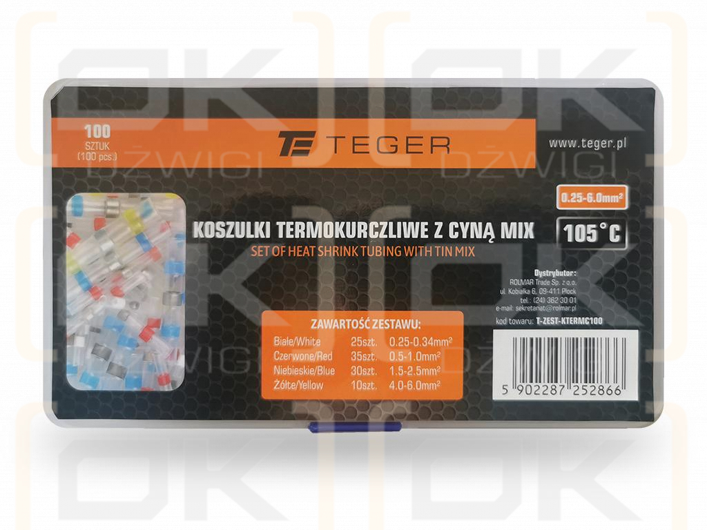 Zestaw koszulek termokurczliwych z cyną MIX 100 szt. TEGER