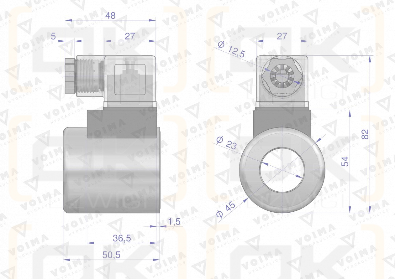 Cewka dzielnika elektrozaworu V-DVS-50L-3/8  V-DVS-50L-1/2  24V DC VOIMA