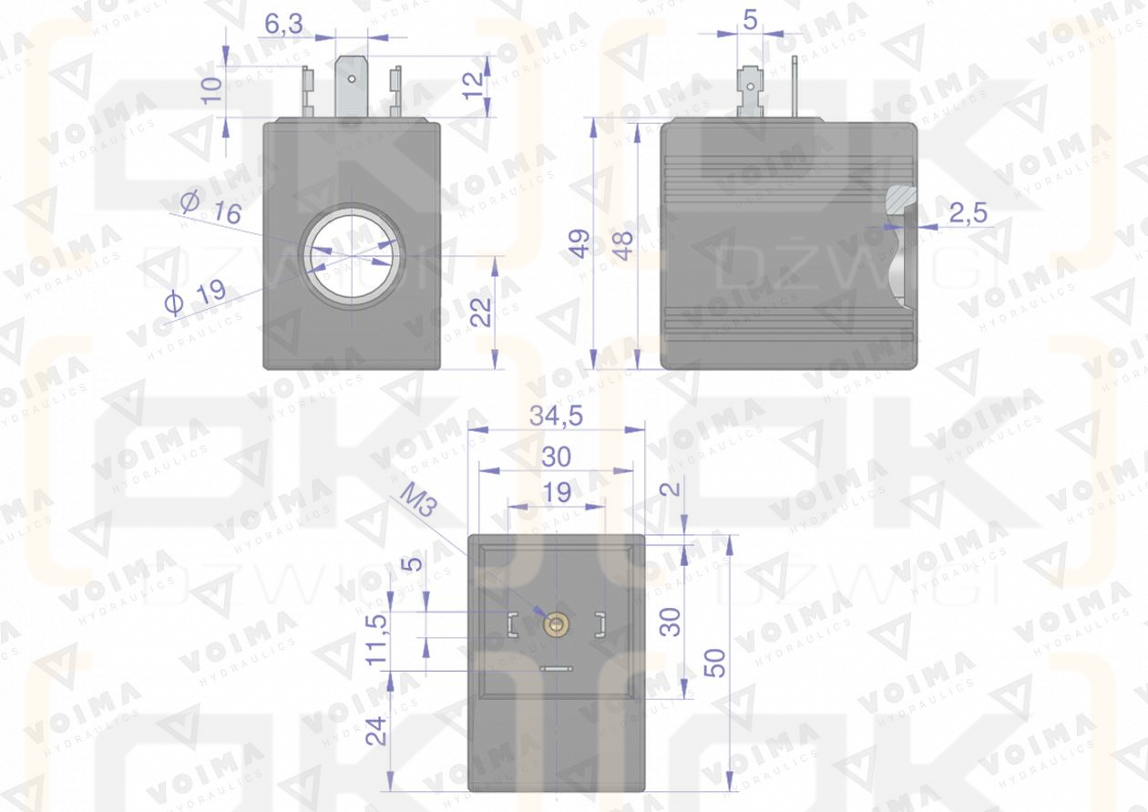 Cewka do rozdzielacza hydraulicznego 40L 24V VOIMA