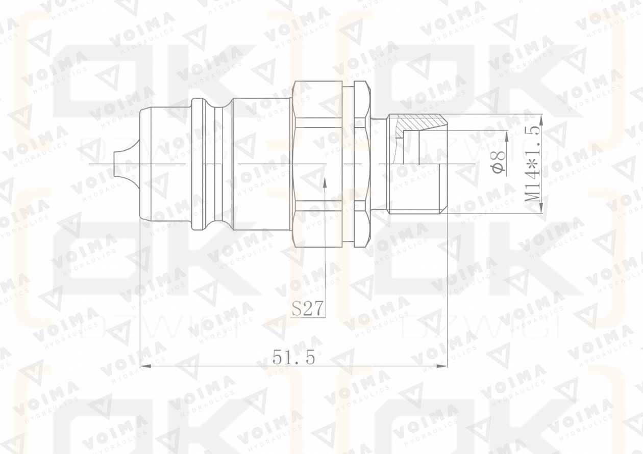 Szybkozłącze hydrauliczne wtyczka EURO M14x1.5 GZ (9100814W) VOIMA