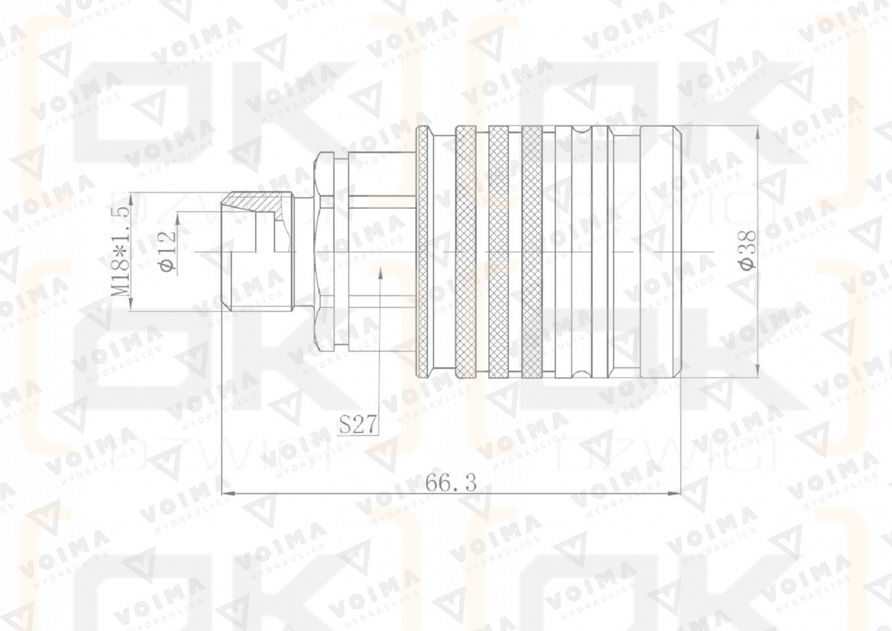 Szybkozłącze hydrauliczne gniazdo EURO M18x1.5 GZ Push-pull (9100818G) VOIMA (opakowanie 50szt)