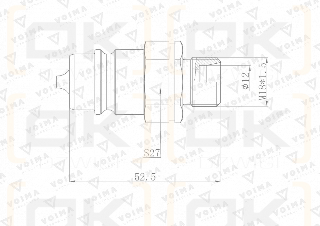 Szybkozłącze hydrauliczne wtyczka EURO M18x1.5 GZ (9100818W) VOIMA (opakowanie 50szt)