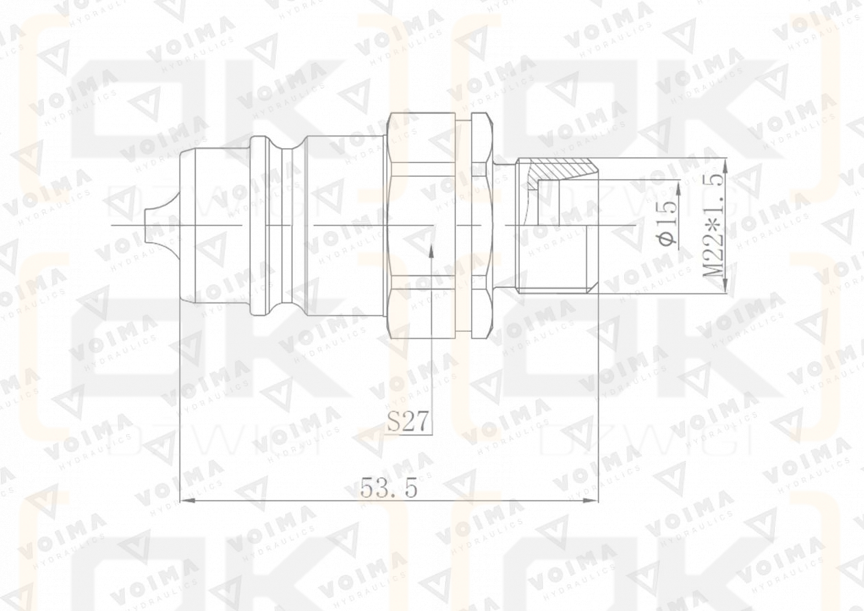 Szybkozłącze hydrauliczne wtyczka EURO M22x1.5 GZ (9100822W) VOIMA