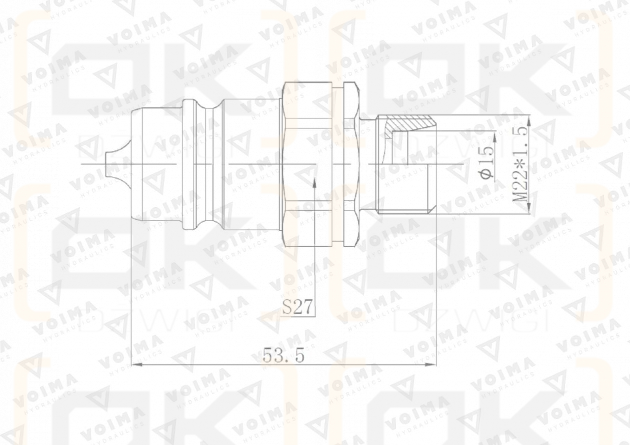 Szybkozłącze hydrauliczne wtyczka EURO M22x1.5 GZ (9100822W) VOIMA (opakowanie 50szt)