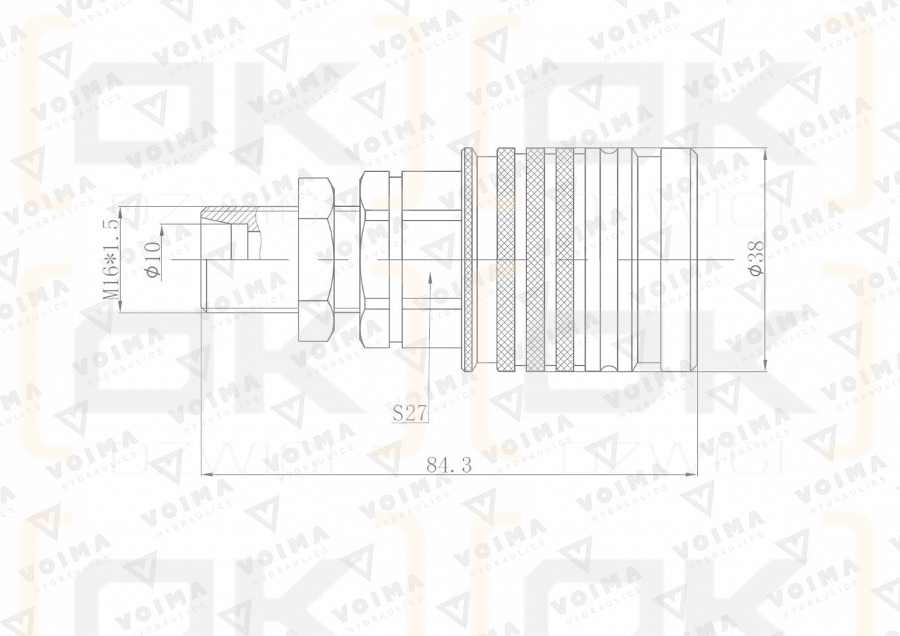 Szybkozłącze hydrauliczne gniazdo EURO M16x1.5 GZ Push-pull long (9100816GL) VOIMA