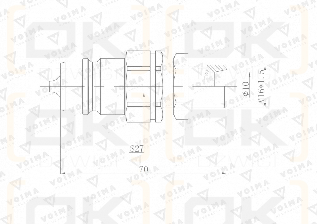 Szybkozłącze hydrauliczne wtyczka EURO M16x1.5 GZ long (9100816LW) VOIMA