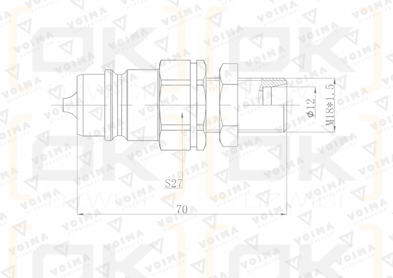 Szybkozłącze hydrauliczne wtyczka EURO M18x1.5 GZ long (9100818LW) VOIMA