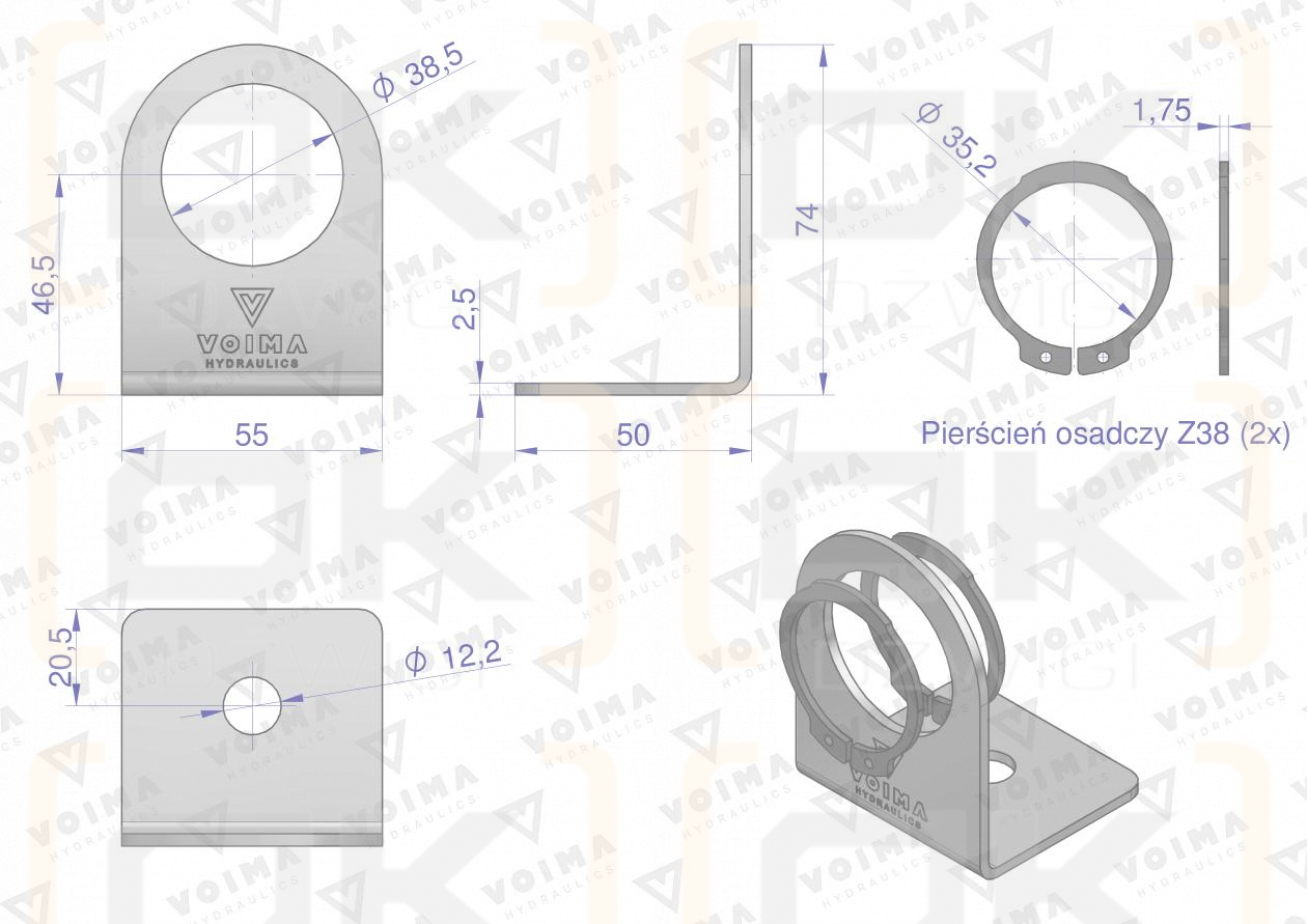 Soporte individual con anillos elásticos para conectores rápidos EURO Push-Pull VOIMA