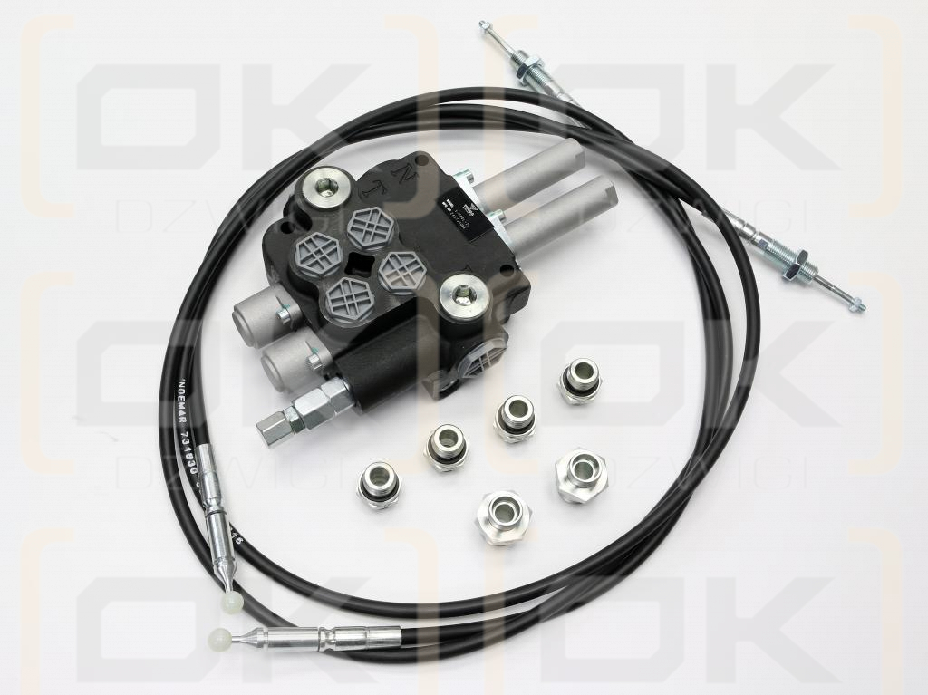 Zestaw do Ładowacz TUR -Rozdzielacz 80L 2-sekcyjny + Joystick z przyciskiem + Elementy złączne + Linki na kulkę 2000mm VOIMA